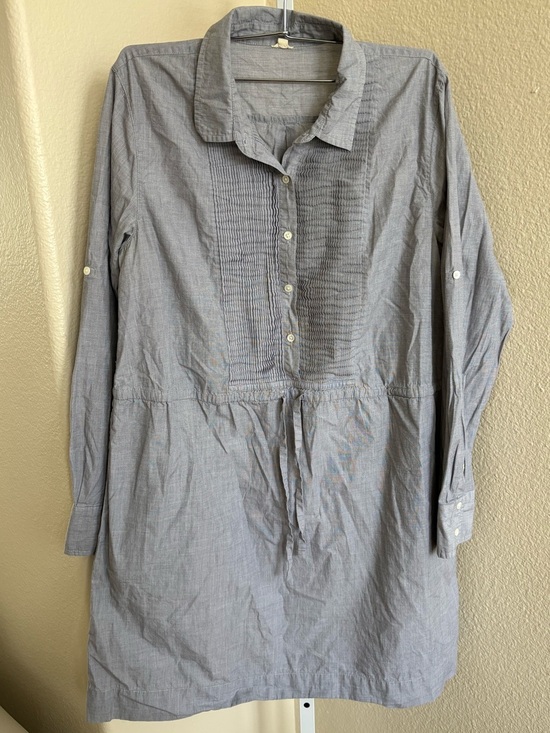 J. Crew Dresses & Skirts - J. Crew Chambray Pleated Bib Front Tie-Waist Shirt Dress - Size M